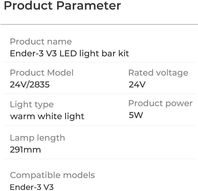 Creality Upgraded Ender-3 V3 LED Light Bar Kit for 3D Printer, Upgraded LED Chip, Energy and Power Saving, Easy Installation, Soft Light