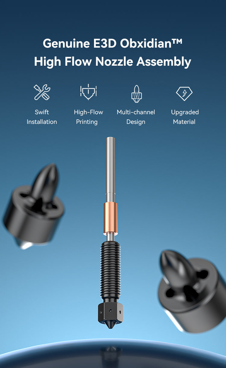 Creality Official E3D Obxidian™ High Flow Nozzle, Support Maximum Flow Rate of 42mm³/s by Multi-channel Design, Integrated Design Quick-Swap Nozzle for K1C, Ender 3 V3, Ender 3 V3 Plus, K1 Max, K1