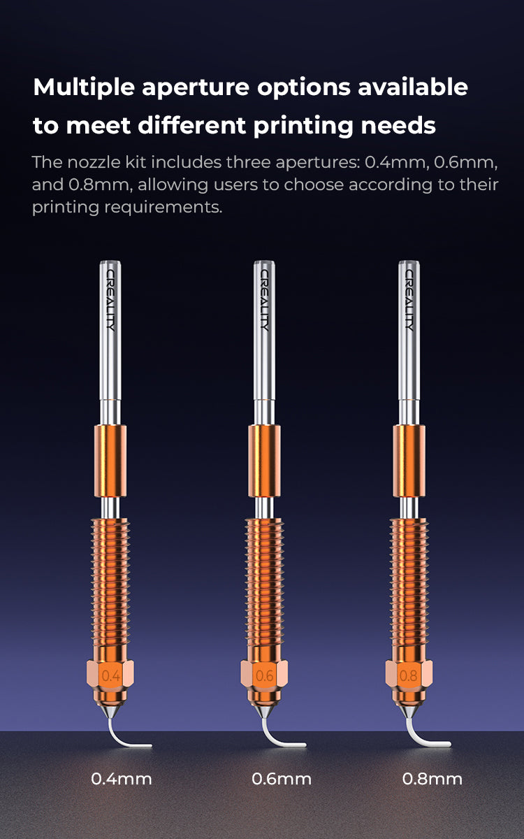 Creality K1C Ender-3 V3,Ender-3 V3 Plus Nozzles Unicorn Quick-Swap 3D Printer Nozzle Kit 0.4mm, 0.6mm, 0.8mm 4PCS