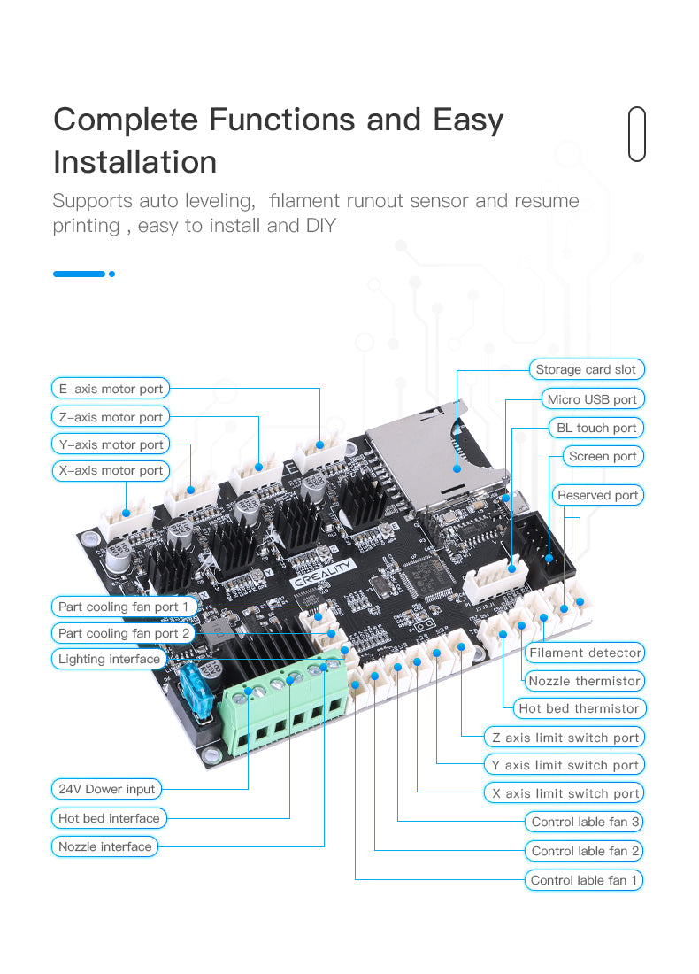 Creality 3D Printer-CR-200B-Silent Motherboard-Replacement Mainboard-4002020023-Version 4.2.5